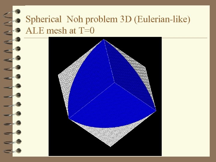 Spherical Noh problem 3 D (Eulerian-like) ALE mesh at T=0 