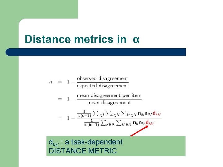 Distance metrics in α dkk’ : a task-dependent DISTANCE METRIC 