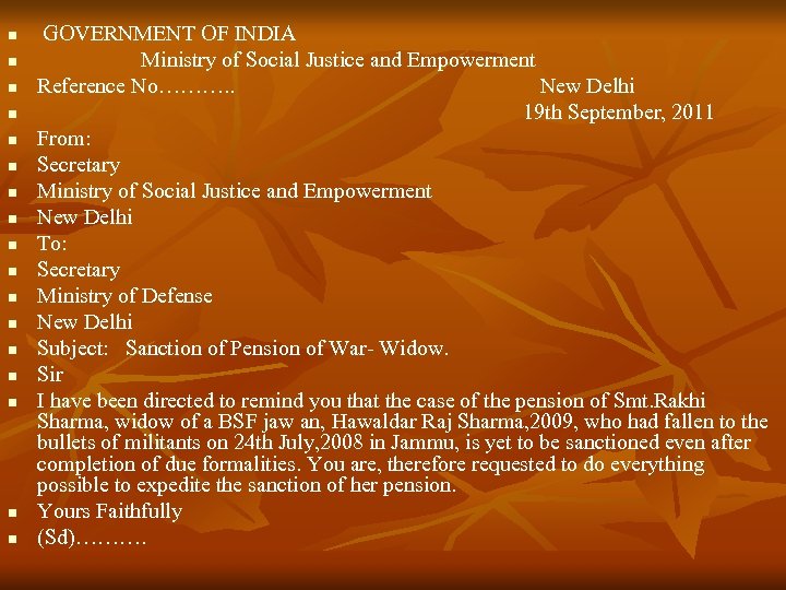 n n n n n GOVERNMENT OF INDIA Ministry of Social Justice and Empowerment