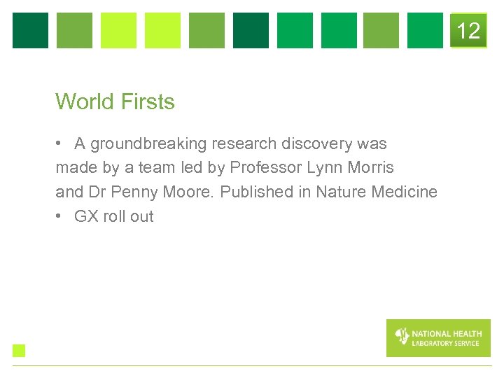 12 World Firsts • A groundbreaking research discovery was made by a team led