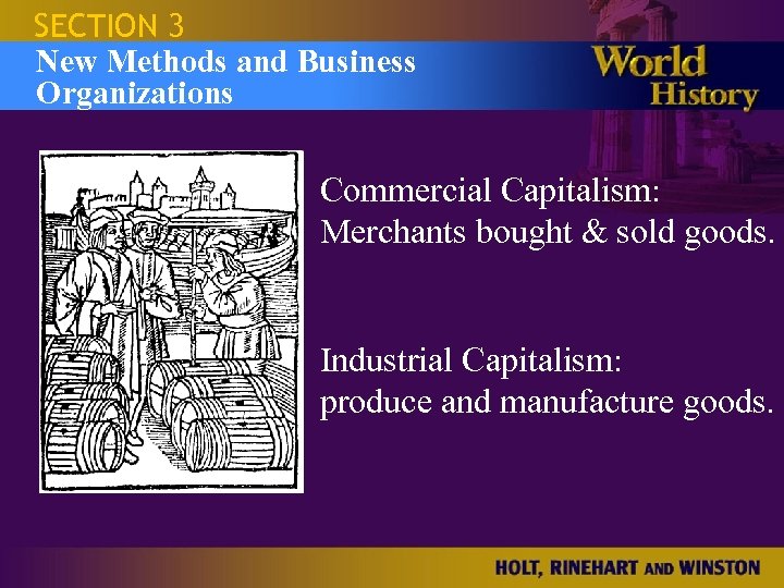 SECTION 3 Israel and the Occupied New Methods and Business Territories Organizations Commercial Capitalism: