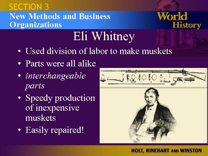 SECTION 3 Israel and the Occupied New Methods and Business Territories Organizations Eli Whitney