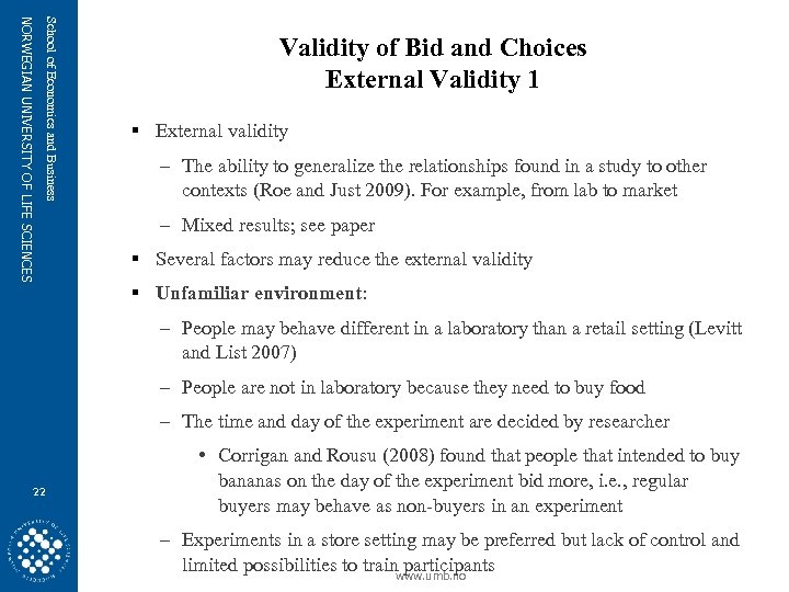 School of Economics and Business NORWEGIAN UNIVERSITY OF LIFE SCIENCES Validity of Bid and
