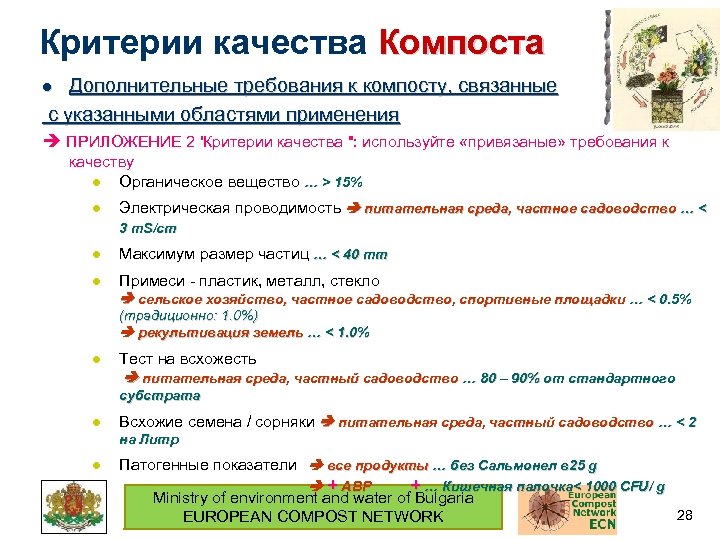 Критерии качества Компоста Дополнительные требования к компосту, связанные с указанными областями применения l ПРИЛОЖЕНИЕ