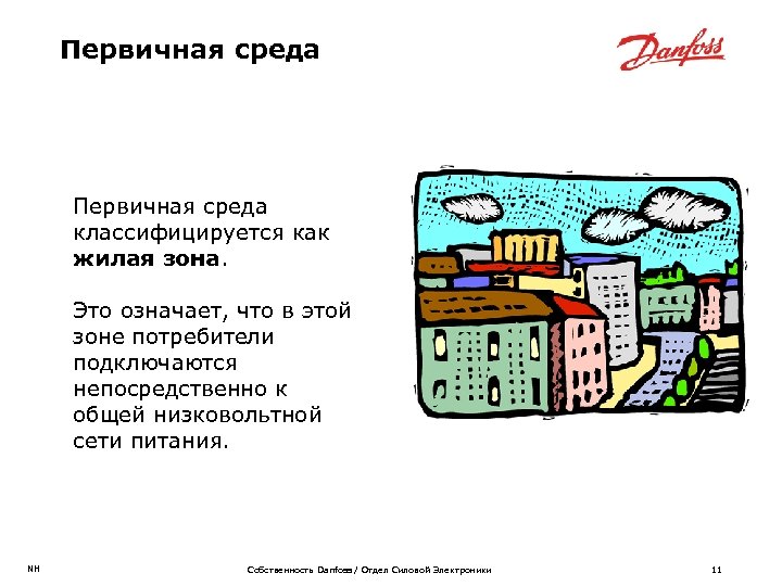 Первичная среда классифицируется как жилая зона. Это означает, что в этой зоне потребители подключаются