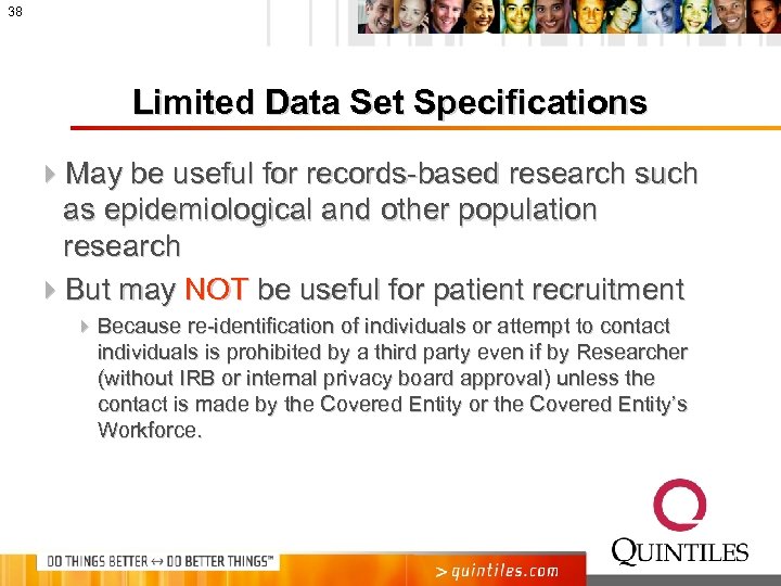 38 Limited Data Set Specifications 4 May be useful for records-based research such as