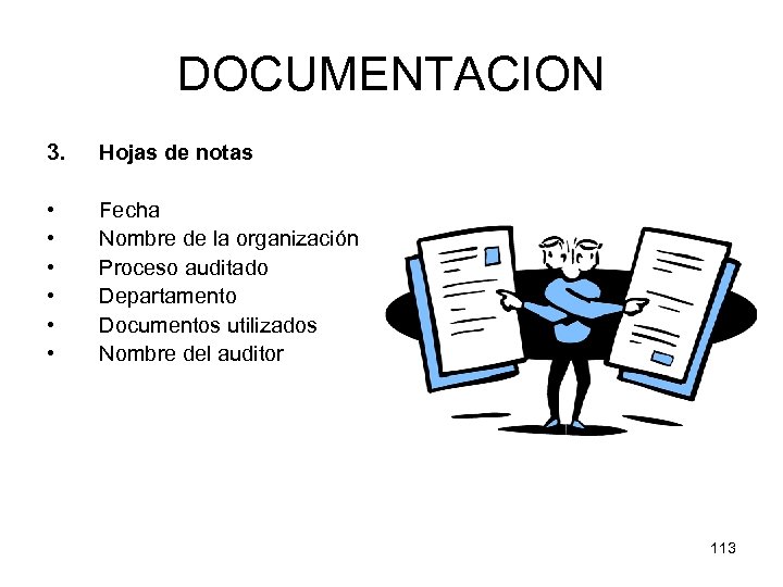 DOCUMENTACION 3. Hojas de notas • • • Fecha Nombre de la organización Proceso