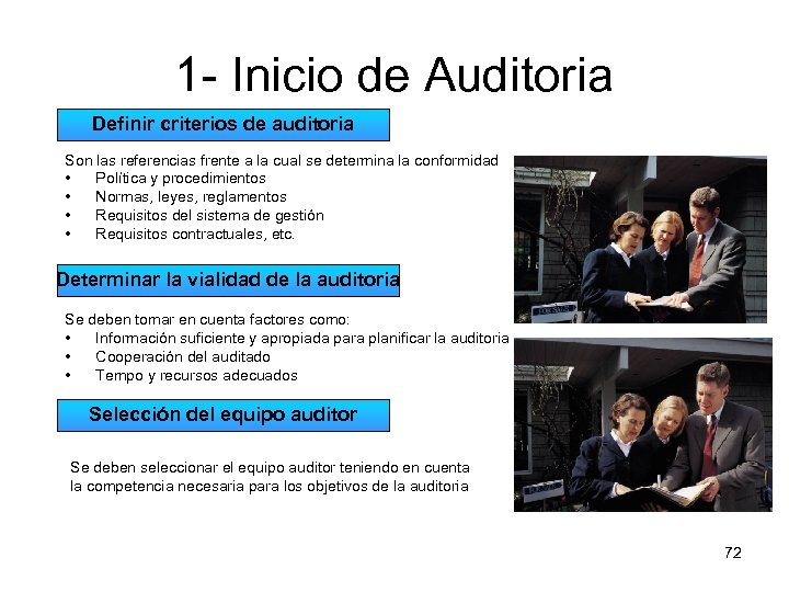 1 - Inicio de Auditoria Definir criterios de auditoria Son las referencias frente a