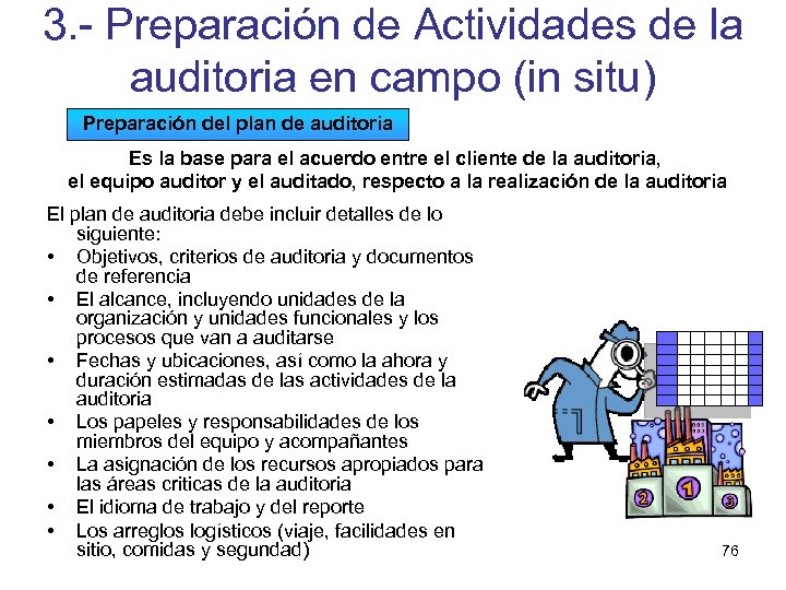 3. - Preparación de Actividades de la auditoria en campo (in situ) Preparación del