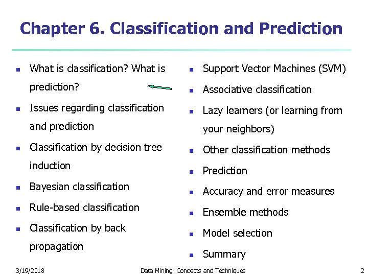 Chapter 6. Classification and Prediction n What is classification? What is n Support Vector