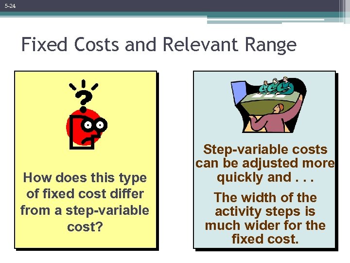 5 -24 Fixed Costs and Relevant Range How does this type of fixed cost