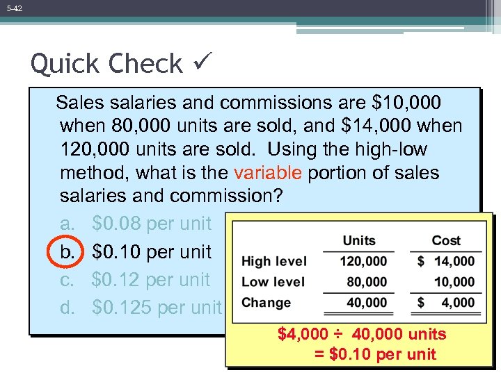 5 -42 Quick Check Sales salaries and commissions are $10, 000 when 80, 000