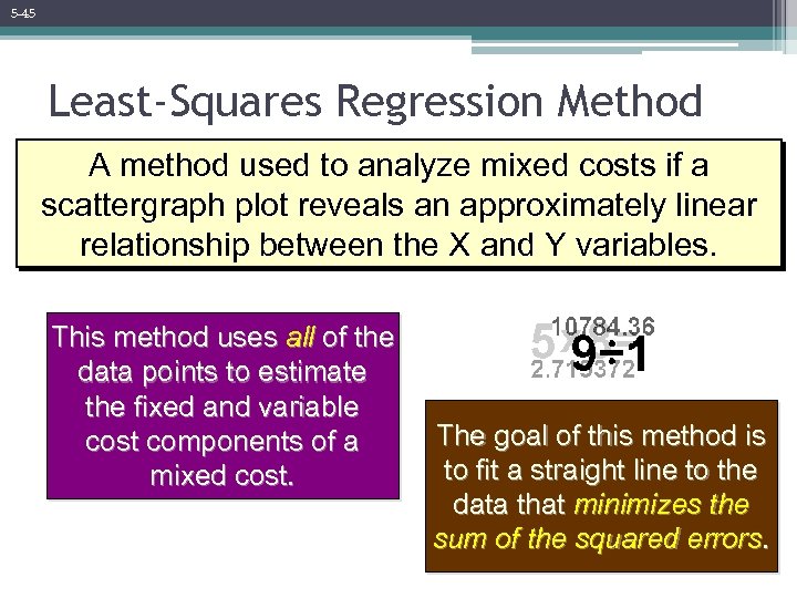 5 -45 Least-Squares Regression Method A method used to analyze mixed costs if a