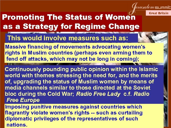 Promoting The Status of Women as a Strategy for Regime Change Great Britain This