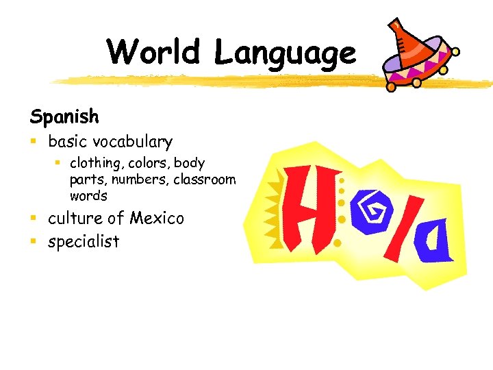 World Language Spanish § basic vocabulary § clothing, colors, body parts, numbers, classroom words