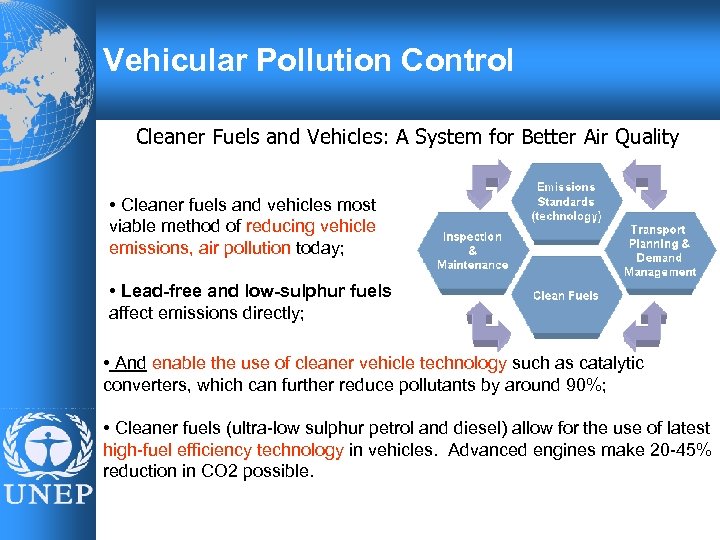 Vehicular Pollution Control Cleaner Fuels and Vehicles: A System for Better Air Quality •