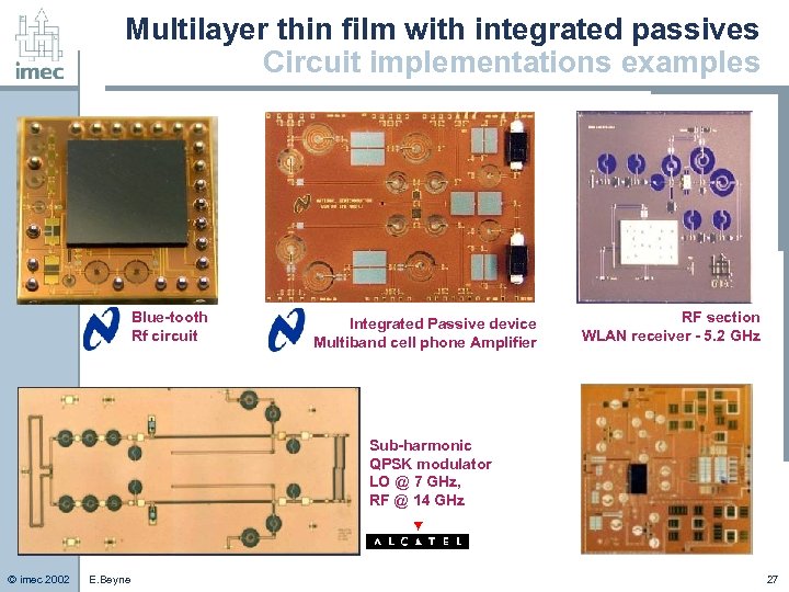 Multilayer thin film with integrated passives Circuit implementations examples Blue-tooth Rf circuit Integrated Passive