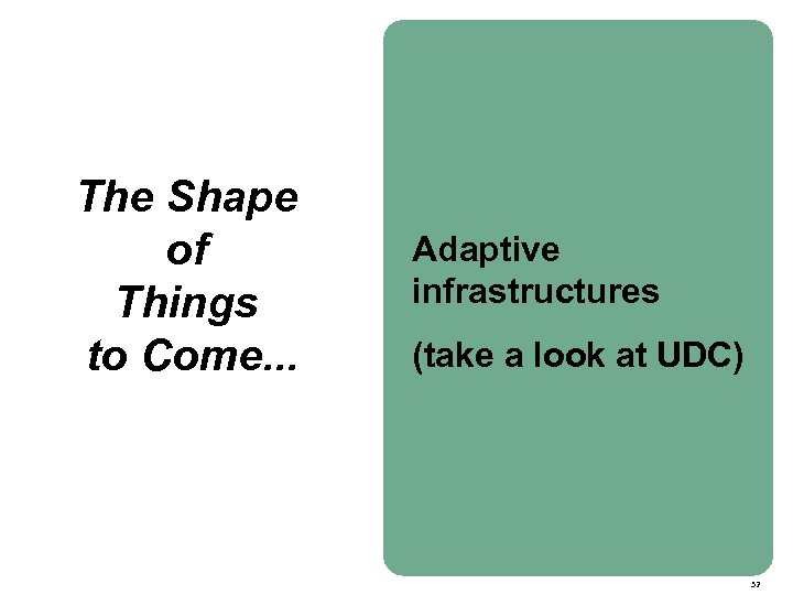 The Shape of Things to Come. . . Adaptive infrastructures (take a look at