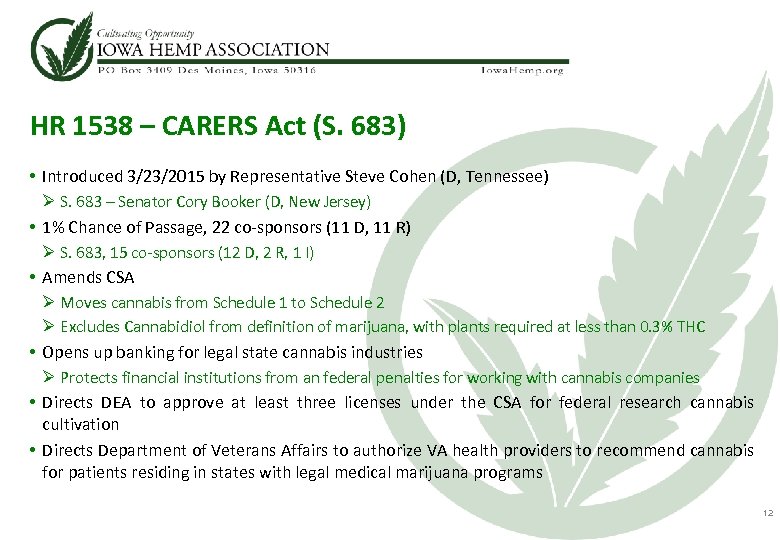 HR 1538 – CARERS Act (S. 683) • Introduced 3/23/2015 by Representative Steve Cohen
