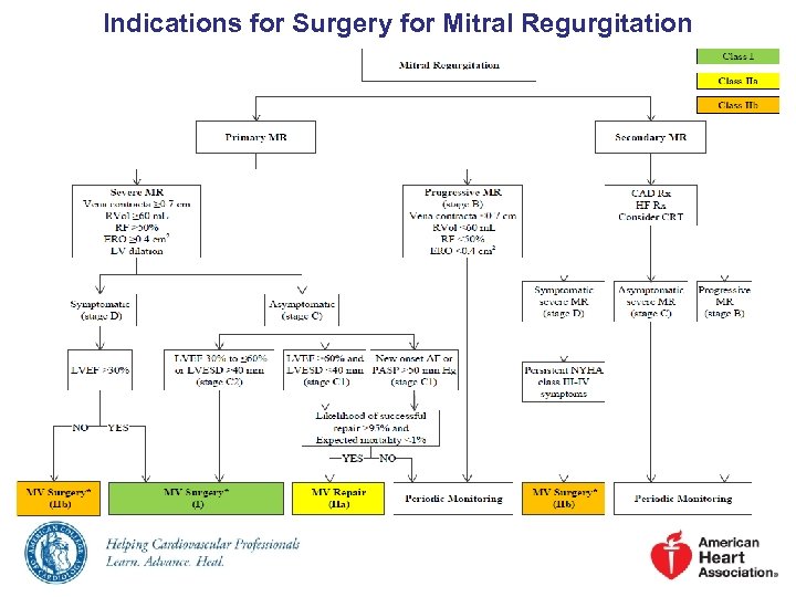 Indications for Surgery for Mitral Regurgitation 