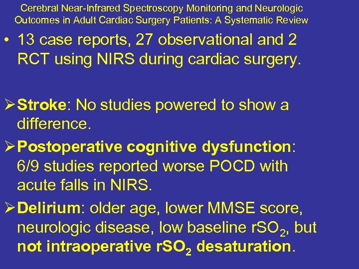 Cerebral Near-Infrared Spectroscopy Monitoring and Neurologic Outcomes in Adult Cardiac Surgery Patients: A Systematic