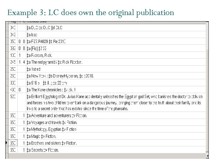 Example 3: LC does own the original publication 35 