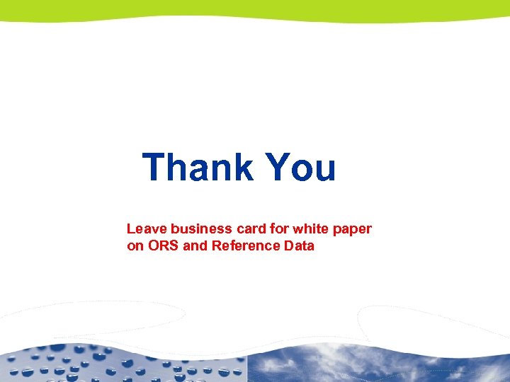 Thank You Leave business card for white paper on ORS and Reference Data 