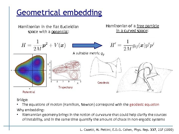Geometrical embedding Hamiltonian of a free particle in a curved space: Hamiltonian in the