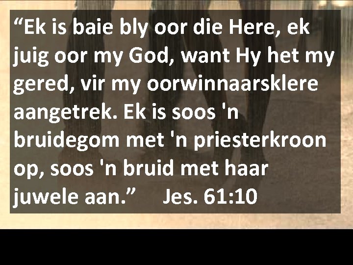 “Ek is baie bly oor die Here, ek juig oor my God, want Hy