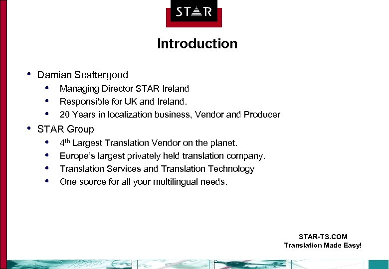 Introduction • Damian Scattergood • • Managing Director STAR Ireland Responsible for UK and