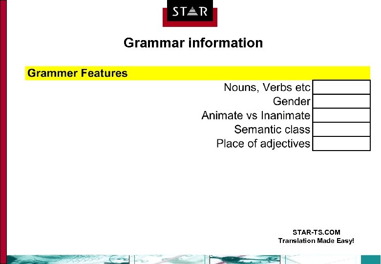 Grammar information STAR-TS. COM Translation Made Easy! 