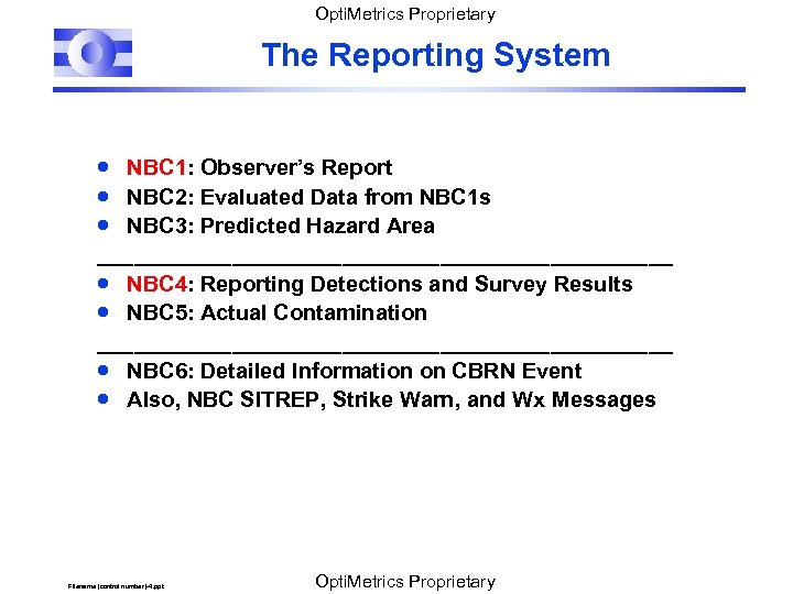 Opti. Metrics Proprietary The Reporting System · NBC 1: Observer’s Report · NBC 2:
