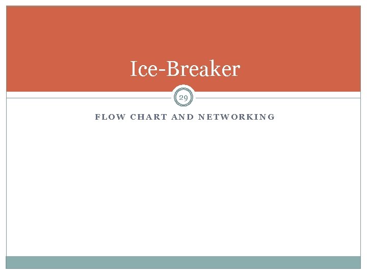 Ice-Breaker 29 FLOW CHART AND NETWORKING 