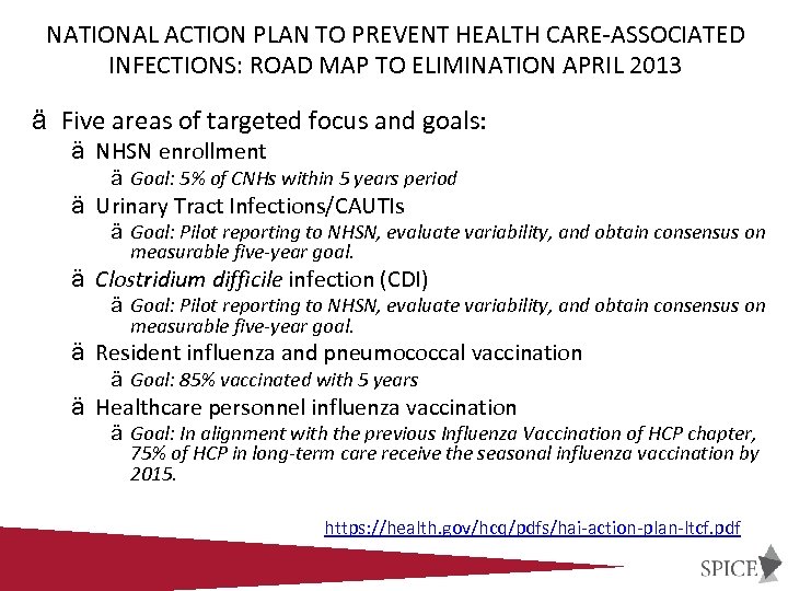 NATIONAL ACTION PLAN TO PREVENT HEALTH CARE-ASSOCIATED INFECTIONS: ROAD MAP TO ELIMINATION APRIL 2013