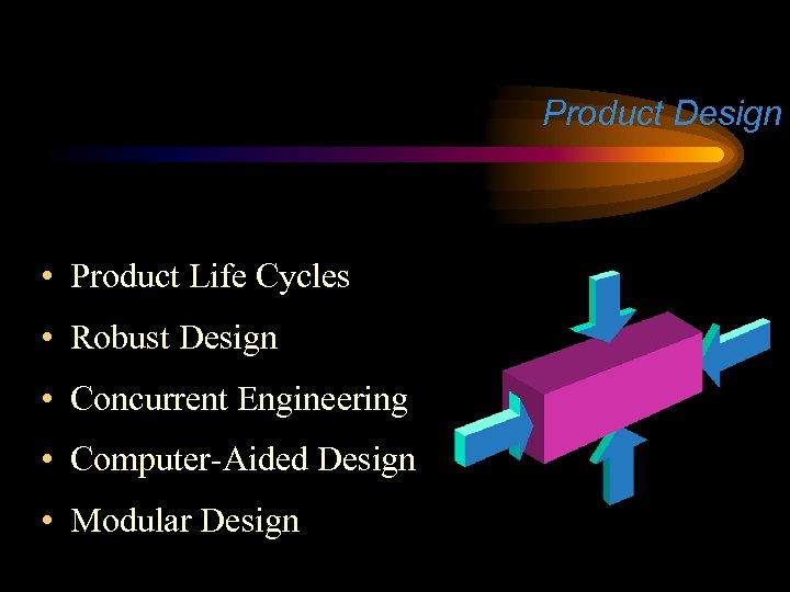 Product Design • Product Life Cycles • Robust Design • Concurrent Engineering • Computer-Aided