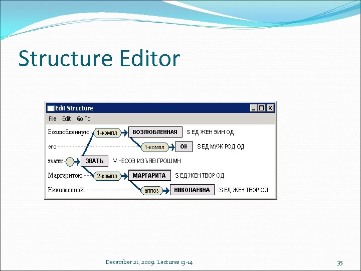 Structure Editor December 21, 2009. Lectures 13 -14 35 