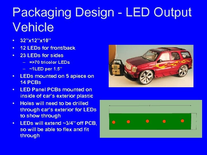 Packaging Design - LED Output Vehicle • • • 32”x 10” 12 LEDs for