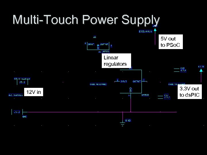 Multi-Touch Power Supply 5 V out to PSo. C Linear regulators 12 V in