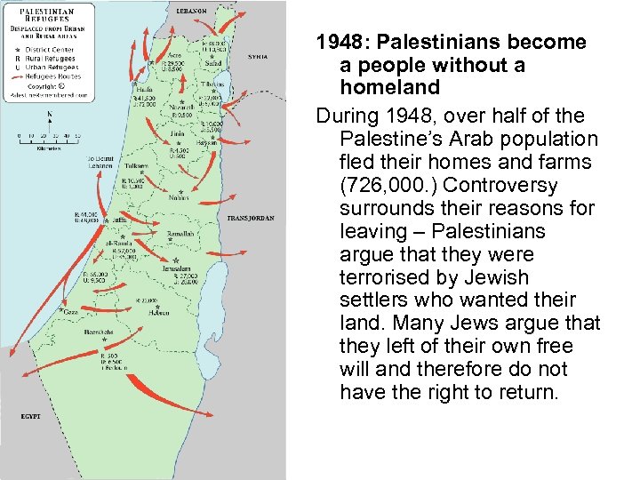 1948: Palestinians become a people without a homeland During 1948, over half of the