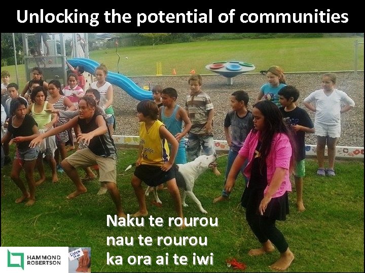 Unlocking the potential of communities Naku te rourou nau te rourou ka ora ai