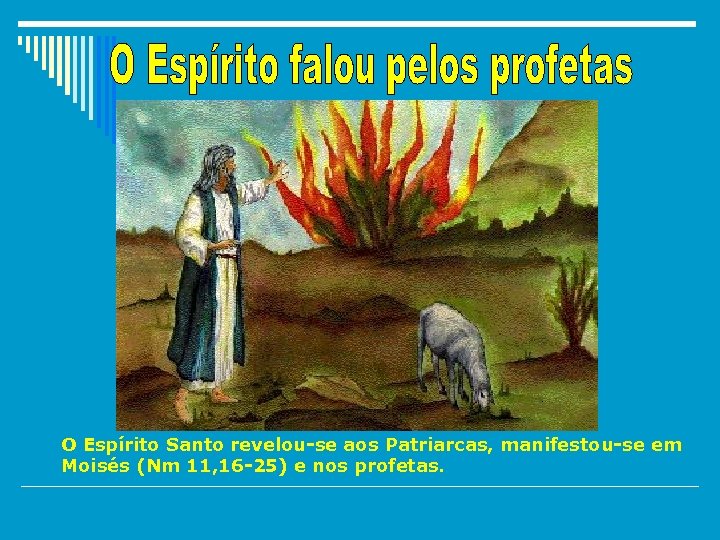 O Espírito Santo revelou-se aos Patriarcas, manifestou-se em Moisés (Nm 11, 16 -25) e