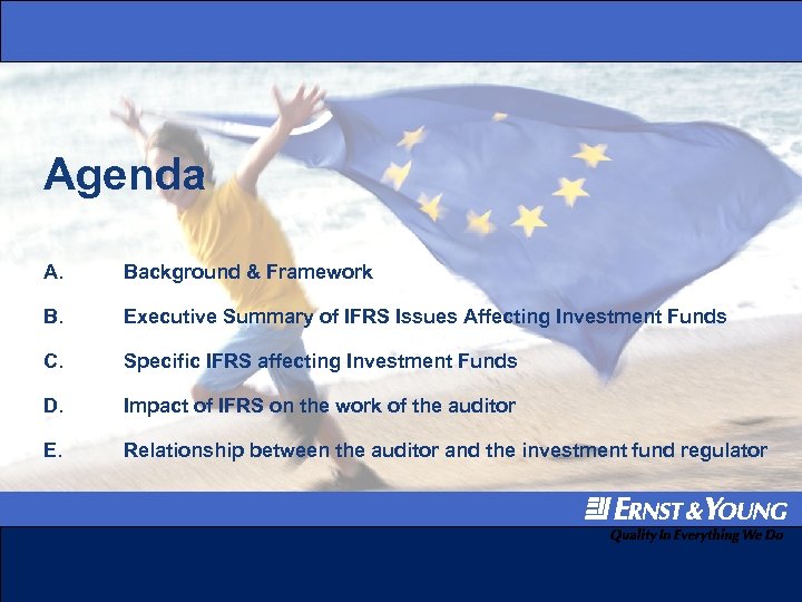 Agenda A. Background & Framework B. Executive Summary of IFRS Issues Affecting Investment Funds