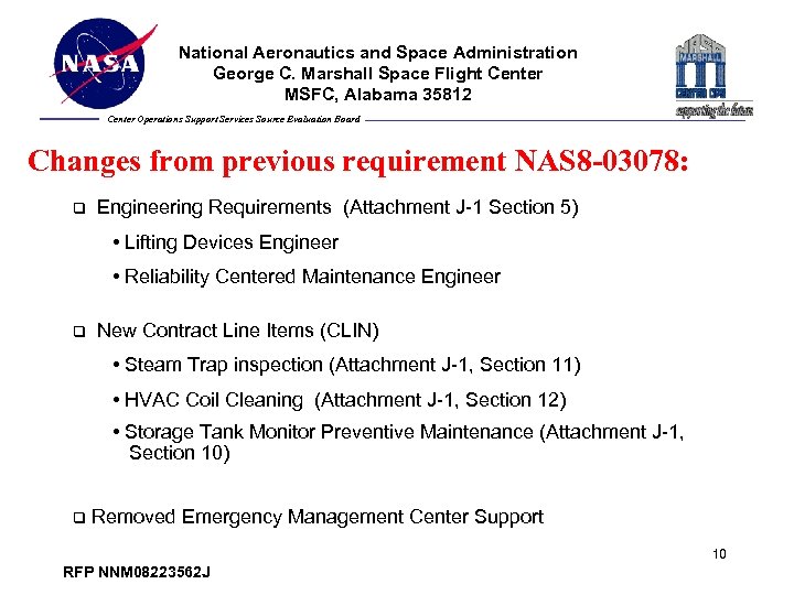 National Aeronautics and Space Administration George C. Marshall Space Flight Center MSFC, Alabama 35812