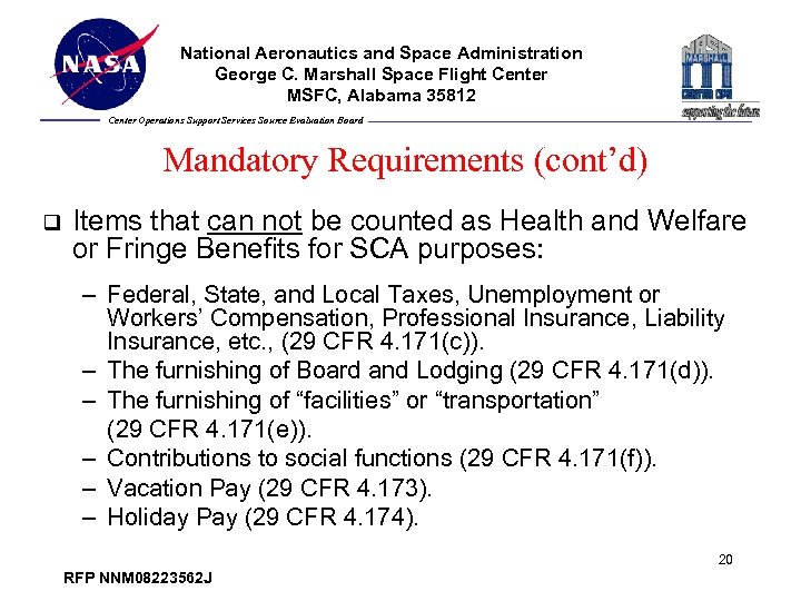 National Aeronautics and Space Administration George C. Marshall Space Flight Center MSFC, Alabama 35812