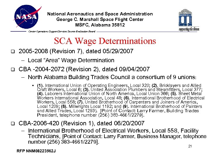National Aeronautics and Space Administration George C. Marshall Space Flight Center MSFC, Alabama 35812