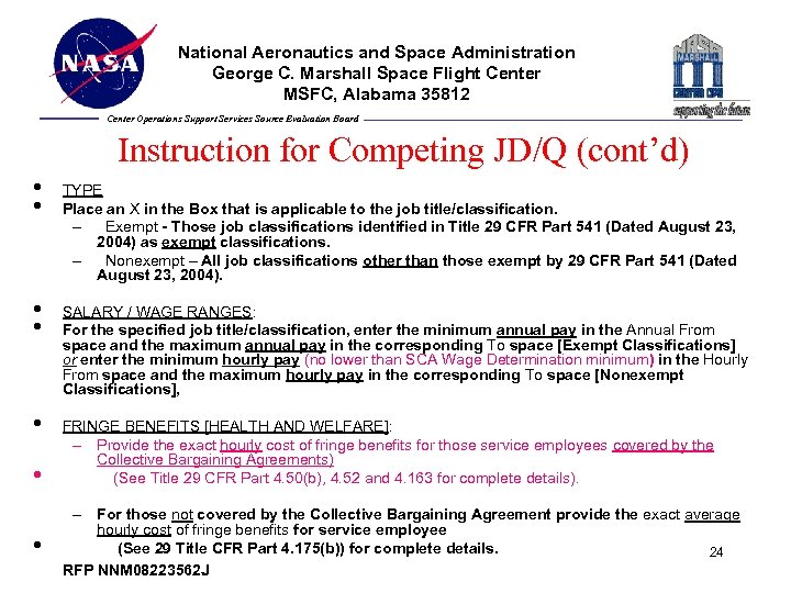 National Aeronautics and Space Administration George C. Marshall Space Flight Center MSFC, Alabama 35812