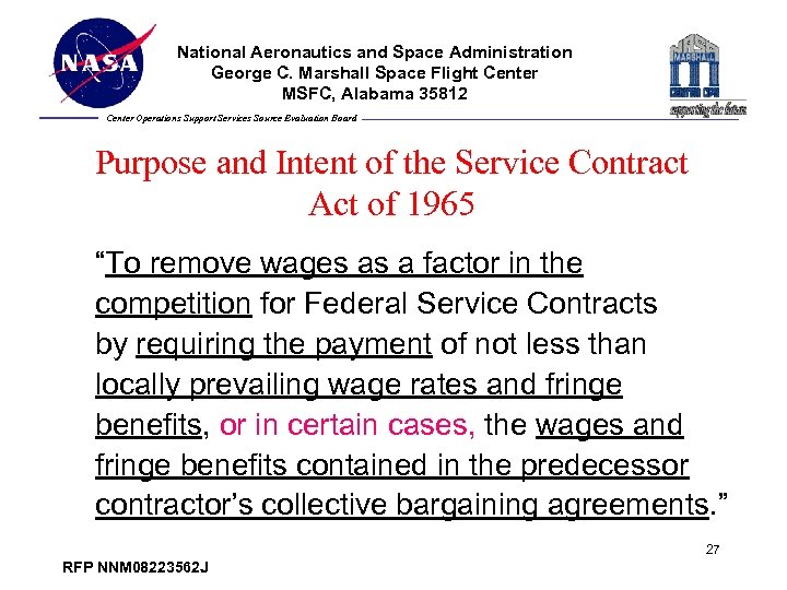 National Aeronautics and Space Administration George C. Marshall Space Flight Center MSFC, Alabama 35812