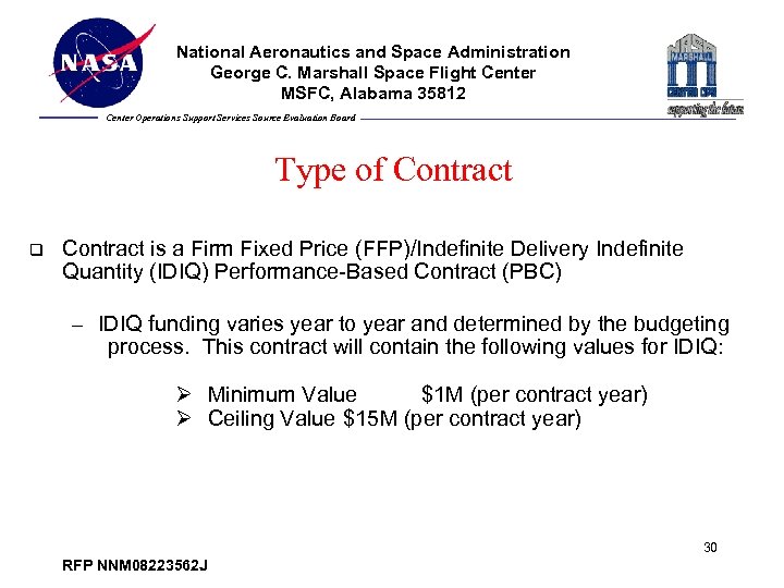 National Aeronautics and Space Administration George C. Marshall Space Flight Center MSFC, Alabama 35812