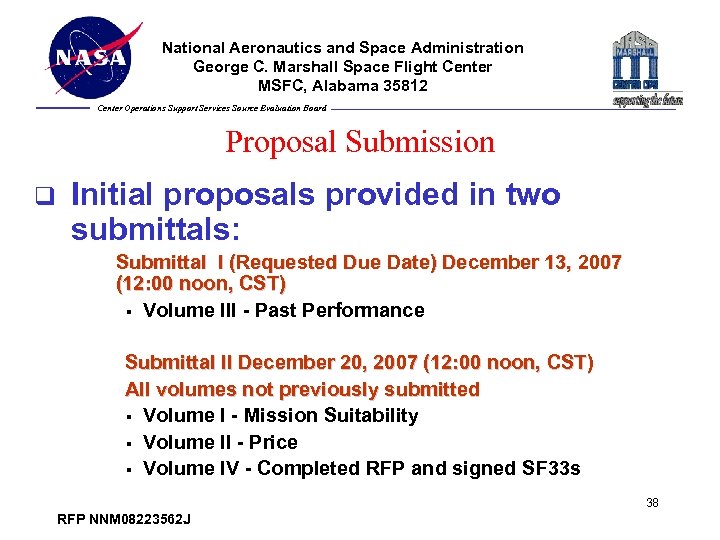 National Aeronautics and Space Administration George C. Marshall Space Flight Center MSFC, Alabama 35812