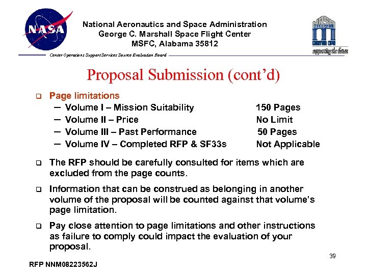 National Aeronautics and Space Administration George C. Marshall Space Flight Center MSFC, Alabama 35812